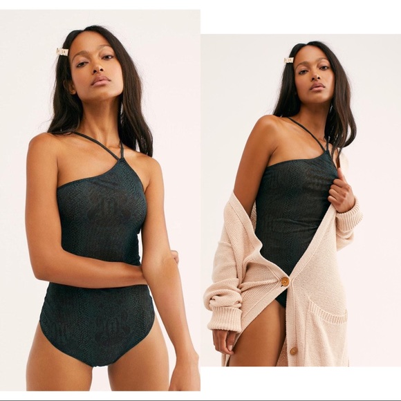Free People Tops - NEW Free People Zahida Mesh Bodysuit Snake Print